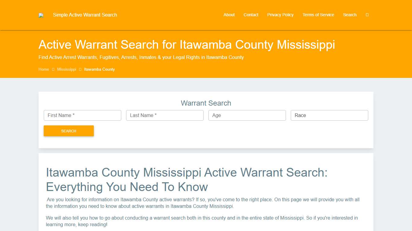 Active Warrant Search in Itawamba County Mississippi - Outstanding Warrants